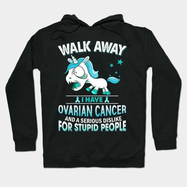 funny ovarian cancer grumpy unicorn warrior Hoodie by TeesCircle